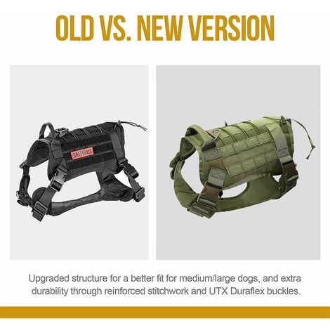 Harnais Tactique Pour Chien Sans Traction - Armygreen, L, Harnais Militaire Réfléchissant Pour Chien Avec Poignée, Gilet De Service Pour Chien Pour L'Entraînement, Gilet De Travail Réglable Pour Anima