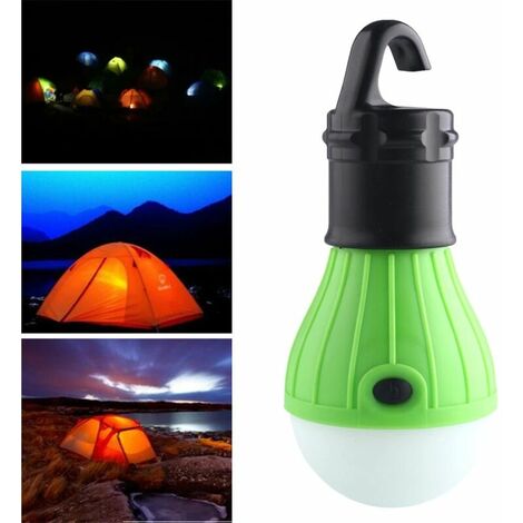 Mini Lanterne d'éclairage Portable Tente Lumière Ampoule LED Lumière d'urgence Crochet étanche(vert) (1/4)