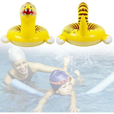 Bouée Dinosaure Gonflable Avec Pistolet à Eau Intégré – PVC Extra épais 0,25 Mm, Super Robuste, Pour Enfants. Idéale Pour Piscine Ou Plage, Design Rigolo Et Stable.