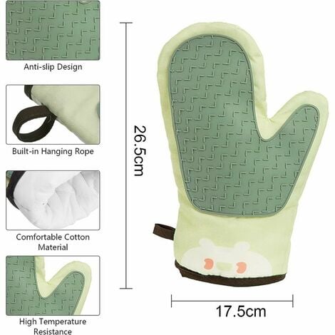 Lot De 2 Gants De Cuisine En Silicone Résistants à La Chaleur Motif Feuilles De Palmier Tropicales Vert