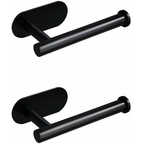 Dérouleur Papier Toilette Mural Noir Acier Inoxydable, Auto-adhésif Porte Papier Toilette Mural sans Percage, Support Rouleau Papier Toilette, pour Cuisine et Salle de Bain, 2pcs (1/5)