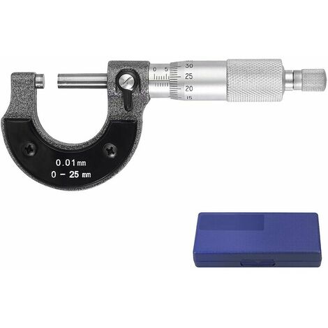 Micromètre extérieur précis Étrier Outil de mesure du diamètre extérieur Micromètre de 0 à 25 mm Graduation de 0,01 mm pour la réparation automatique et l'automobile (1/5)