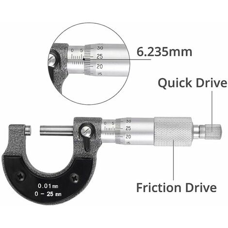 Micromètre Extérieur 0-25mm 25-50mm 50-75mm 0,01mm Précision - Jeu De 3 Outils De Mesure Acier