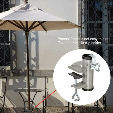 Pince De Fixation Pour Parasol - Métal Argent - Pour Table, Terrasse, Balcon - 12x10cm