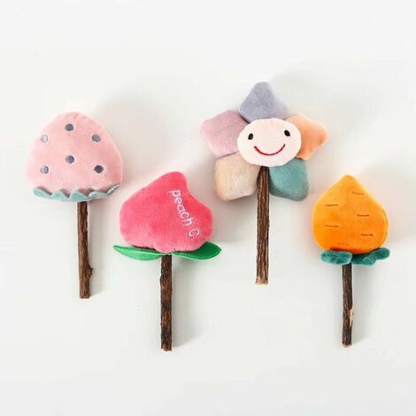 Chat de compagnie Mutian Polygonum bâton en peluche molaire sucette bâton de nettoyage des dents fraise fleur pêche jouet interactif (1/5)