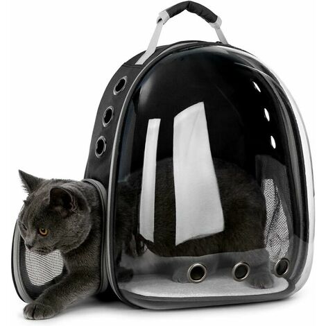 Transporteur d'animaux Sac à Dos Transparent Chiens et Chats Sac de Transport Extérieur Conception de Capsule Respirante Visites à 180 Degrés pour Les Animaux Domestiques - Noir (1/5)