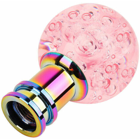 Pommeau de levier de vitesse a bulle en cristal acrylique Pommeau de levier de vitesse a boule ronde Manette de vitesse transparente Rose, modele: Rose (1/5)