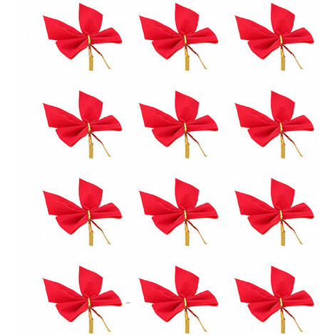 Sapin De Noël Bow Décoration Boules fête de Noël Jardin Noeuds Ornement - Rouge (1/5)