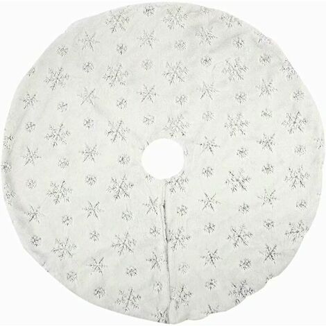 Jupe De Sapin De Noël En Peluche Argentée - Diamètre 80 Cm, Cache-pied Et Tronc - Déco Neigeuse, Pliable