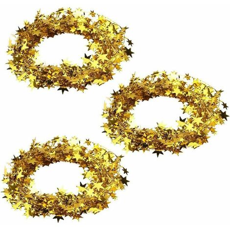 Guirlande Étoiles Doré Étoiles Drapeaux étoiles et guirlandes décoration Suspendue pour Mariage Anniversaire fête du Festival de Noël Guirlande de fanions étoiles réfléchissantes 7.5 m (1/5)