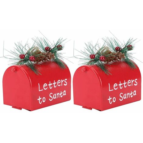 Arbre de Noël Pendentif Mini Lettres Boîte Aux Lettres 2Pcs- Lettre Au Père Noël Boîte Aux Lettres Suspendus Ornement Arbre De Noël Pendentif pour DIY Parti Décoration de La Maison (1/5)