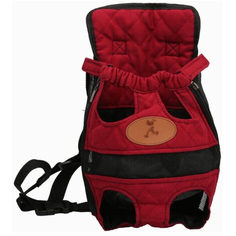 Pet Backpack Outing Bag Sac de transport Sac à dos pour chien Sac à dos poitrine, rouge L (1/5)