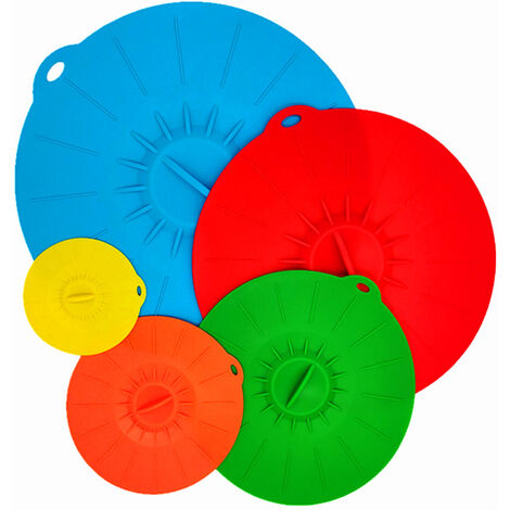 Couvercles en silicone, couvercles combinés pour aliments pour micro-ondes avec effet d'aspiration pour la cuisine, lot de 5 (1/5)