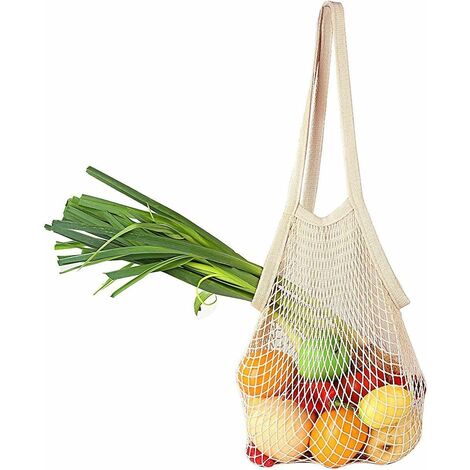 Filet Filet Shopping Bag Portable Lavable Réutilisable Shopping Bag Filet Corde Sac Organisateur (Longue Poignée)