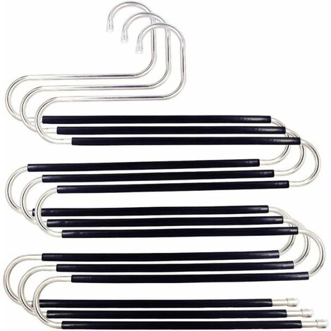 Lot De 3 Cintres Pour Pantalons Pliables - Acier Inoxydable Et Plastique, Blanc, Rangement Gain De Place