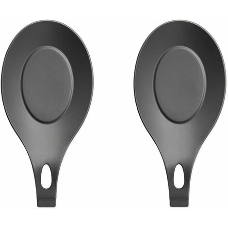 Repose-cuillère en silicone Porte-cuillère de cuisine Porte-cuillère Lot de 2 (couleur : noir) (1/5)