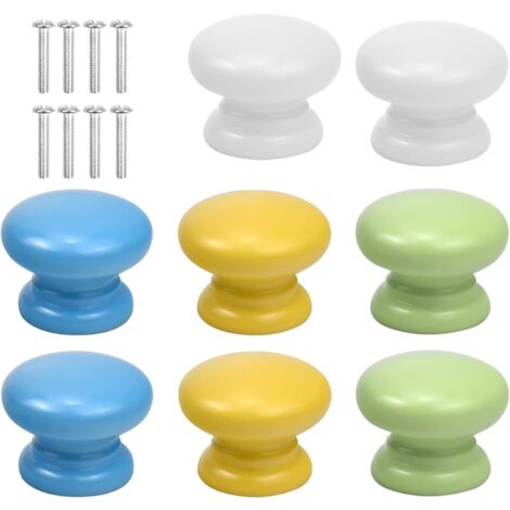 pièces boutons de porte d'armoire colorés avec vis, boutons de porte ronds en bois, boutons d'armoire 33mm boutons de meubles (1/5)