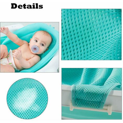 Siège De Bain Bébé Filet Maille - Ajustable 0-18 Mois - Antidérapant Et Séchage Rapide - Vert