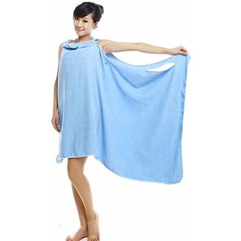 Épaule Serviette de Bain Femme, 150 80 Sauna Kilt Microfibre Forte Absorption D'eau Serviette De Bain Grande, Cinq Couleurs Au Choix (Bleu) (1/5)