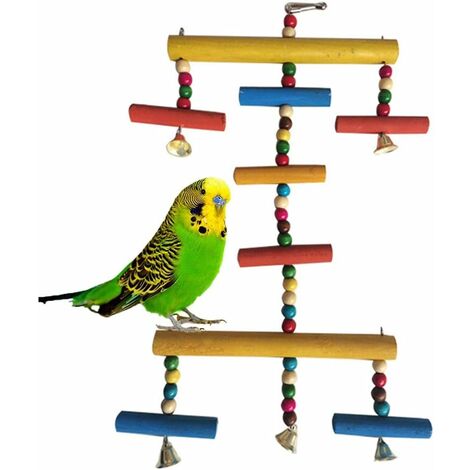 Échelle Pliable En Bois Pour Cage à Oiseaux - Jouet D'escalade Et Perchoir Pour Perroquets, Perruches, Petits Oiseaux