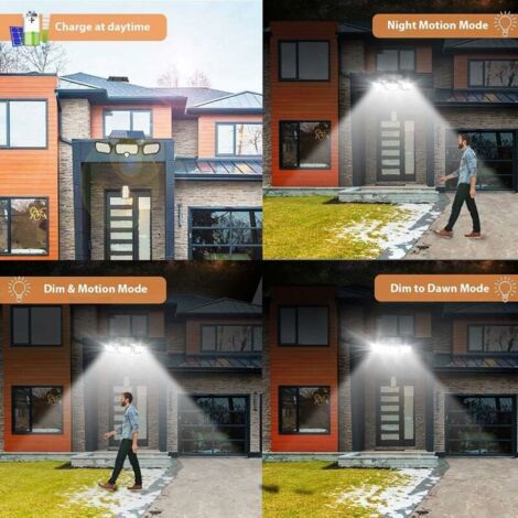 Lampe Solaire Extérieur,(pack de 2) 74 LED, étanche IP65, éclairage grand angle 360 ​​°, lumière solaire avec détecteur de mouvement, pour jardin, entrée