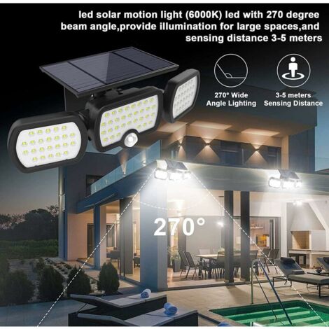 Lampe Solaire Extérieur,(pack de 2) 74 LED, étanche IP65, éclairage grand angle 360 ​​°, lumière solaire avec détecteur de mouvement, pour jardin, entrée