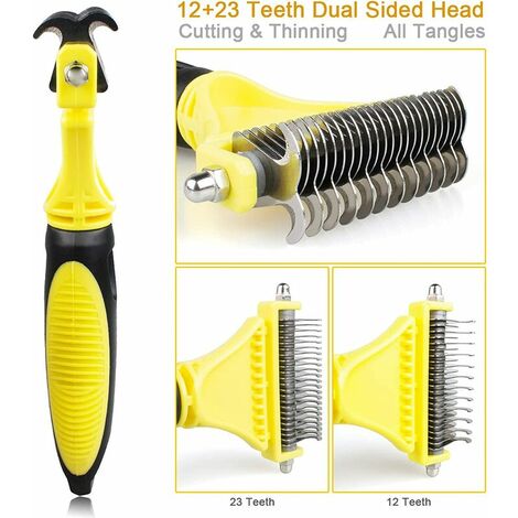Brosse Chien Brosse Chat, Peigne Déméloir Chien Professionnel et Brosse Chien Poil Long, Râteau de Toilettage pour Chien et Chat Réduit Efficacement la Perte de Cheveux Jusqu'à 90%