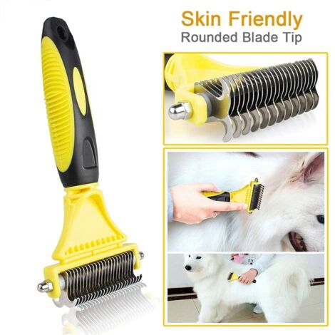 Brosse Chien Brosse Chat, Peigne Déméloir Chien Professionnel et Brosse Chien Poil Long, Râteau de Toilettage pour Chien et Chat Réduit Efficacement la Perte de Cheveux Jusqu'à 90%