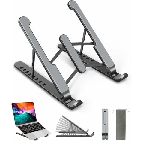 Support Ordinateur Portable, Support PC Portable à 8 Niveaux Réglables, Laptop Stand en Plastique & Silicone Antidérapant & Alliage d'Aluminium, Compatible avec MacBook Air Pro, HP, 10-15,6" (1/5)
