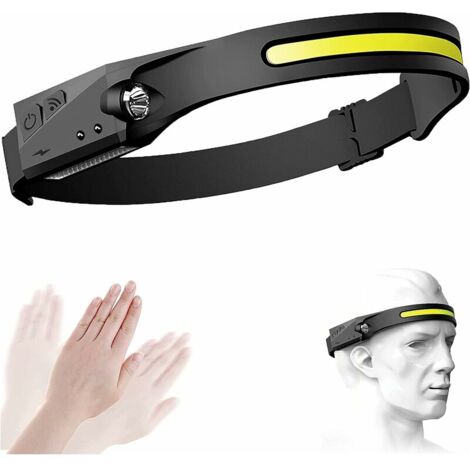 LatUde Lampe Frontale à LED, Lampe Frontale Super Lumineuse, Phare Rechargeable par USB, Lampe Frontale à LED COB avec Batterie intégrée, éclairage de Lampe Frontale étanche