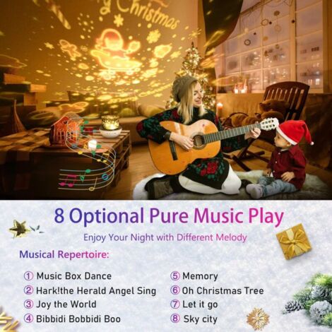 Veilleuse Enfant Projecteur Etoile, Rotation 360° Musique Veilleuse + Minuterie + Télécommande + 6 Couleurs, Veilleuse LED Bébé Ciel Etoilé pour Anniversaire, Lapin