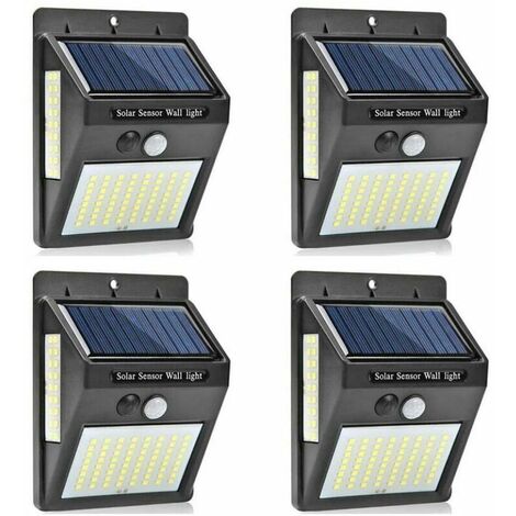 Lampe Solaire Extérieur, [ 4 pièces 100 LED ] Lumière Solaire Etanche éclairage Solaire avec Détecteur de Mouvement Lampe de Sécurité sans Fil lampe mural pour Jardin (1/5)