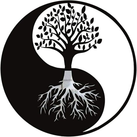 Art Mural en Métal, Arbre de La Vie Mural en Métal,Signe De Famille Arbre en Métal, Décoration Murale, Décoration D'intérieur, Parfaite Idée Cadeau,28×28cm (1/2)