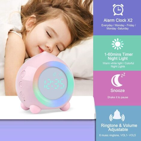 Réveil Enfant Éducatif En Forme De Poire - Affichage LED, Lampe, 6 Sonneries, Température - Cadeau Mignon (Jaune)