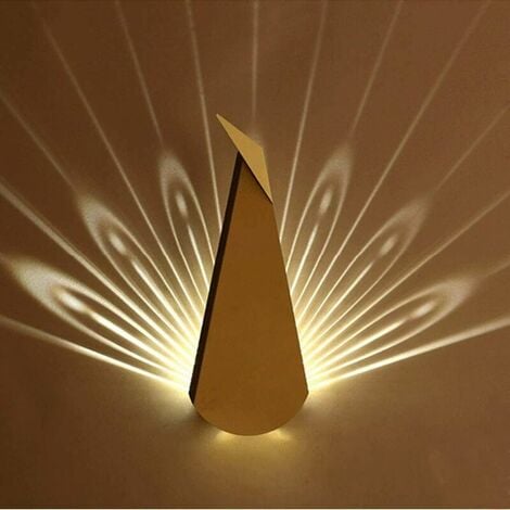 Applique Murale Moderne Intérieur LED Paon Lampe Murale Mode Créatif Décoration Design Pépinière Lampe De Mur Lampe De Chevet Pour Bureau Couloir Café Porche Chambre Salon Villa Couloir,D'or