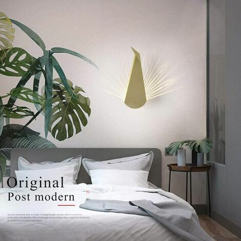 Applique Murale Moderne Intérieur LED Paon Lampe Murale Mode Créatif Décoration Design Pépinière Lampe De Mur Lampe De Chevet Pour Bureau Couloir Café Porche Chambre Salon Villa Couloir,D'or
