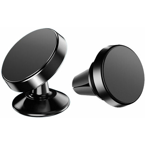 Support Telephone Voiture, porte Téléphone Voiture Universel 360° Rotation, Magnetique portable Aimant Adhésif pour Smartphone, Compatible pour Phones ou appareils GPS-Noir 2PCS (1/2)