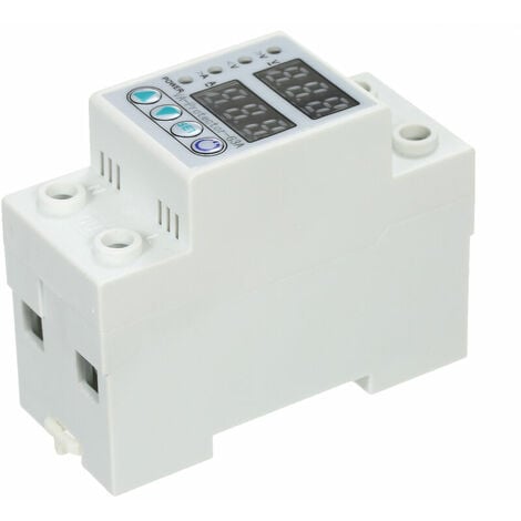 63A 220V Rail Din Réglable Surtension et sous-tension Dispositif de protection Protecteur Relais Protection contre les surintensités Utilisation domestique Double affichage LED - blanche - blanche
