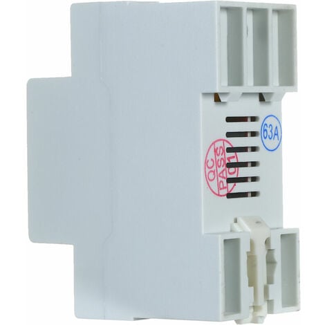 63A 220V Rail Din Réglable Surtension et sous-tension Dispositif de protection Protecteur Relais Protection contre les surintensités Utilisation domestique Double affichage LED - blanche - blanche