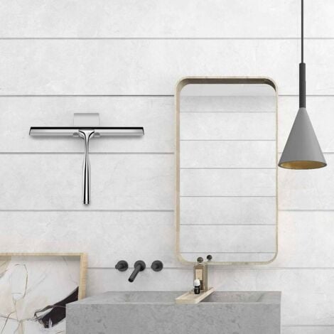 Raclette de douche raclette de fenêtre en acier inoxydable raclette de douche en pouces raclette de douche avec support mural sans perçage pour portes de douche salle de bain cuisine vitres et nettoya