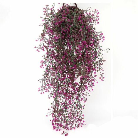 Plante fleurie artifici， Lierre Vigne Plante Artifici Intérieur Exterieur Fleur artificis Pour décoration murale et jardin-80cm  Lot de 3 Magenta (1/5)