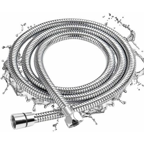 Tuyau de Douche 2M, Chrome Flexible Tuyau de Douche Universel Extensible Tuyau en Acier Inoxydable Anti-Explosion, Anti-Torsion et Anti-Corrosion (1/5)