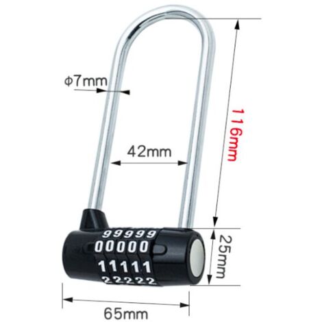 Antivol Vélo Résistant En U Avec Câble 5 Pieds - Code à 4 Chiffres Réinitialisable - Neuf - Marque Ndakter