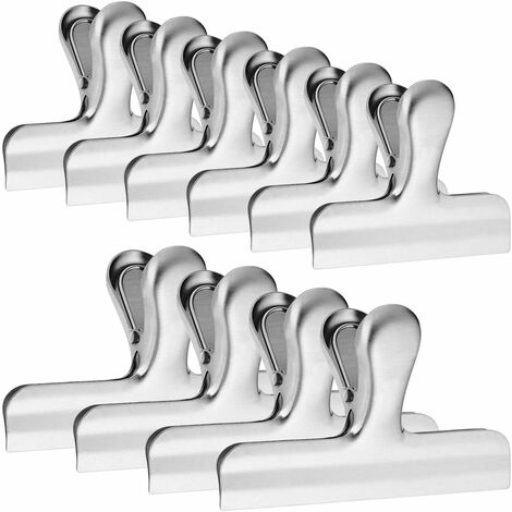 Lot de 10 pinces à sac en acier inoxydable, poignée en papier robuste pour sacs à café, pain, cuisine, maison., Ensoleillé (1/5)