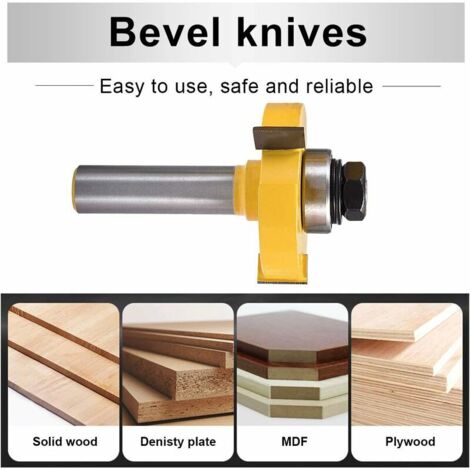 Lot De 2 Fraises à Rainure Et Languette Assorties De 6,35 Mm Et 1,27 Cm - 3 Dents Réglables En Forme De T - Outil De Travail Du Bois
