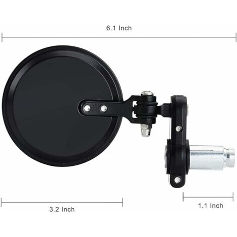 Ej.Life Miroir de moto, 2 pièces miroir latéral rond de moto rotatif, 7/8  rétroviseurs