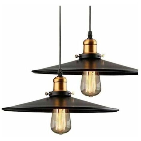 Suspension Plafonnier Industriel Noir Rétro 22cm - Métal, Douille E27