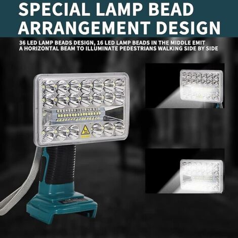 Lampe De Travail LED 120W Sur Batterie Makita 18V - Tête Flexible Et Sans Fil