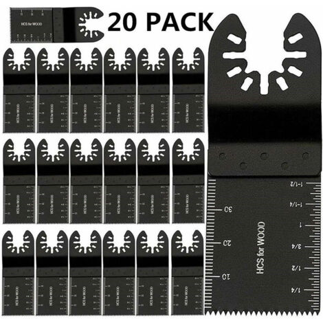 Lot de 20 Lames de Scie Oscillantes Universelles, multitool plus 34 mm Lame Outil Multifonction Précision À libération rapide Lames de scie oscillantes Pour Bosch Bois Plastique Métal Clous, Ensoleill (1/5)