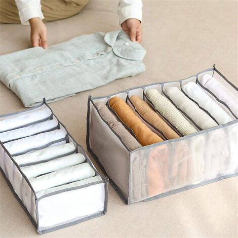 3 Organisateurs De Tiroir En Maille Pliable – Pour Vêtements, 7 Compartiments, Tailles Variables